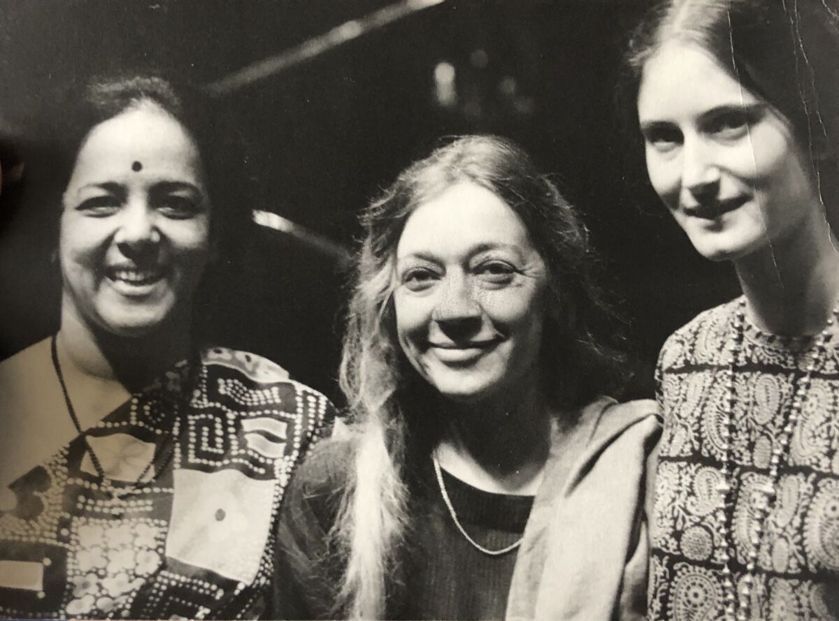 Lakshmi Shankar (left), Jan Steward and Paula Rao in the late 1960s. 