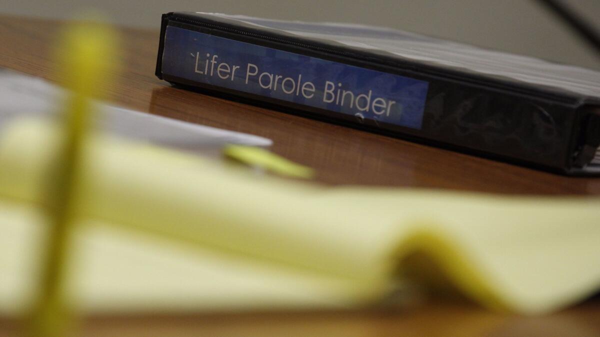 A lifer parole binder. (Brian van der Brug / Los Angeles Times)