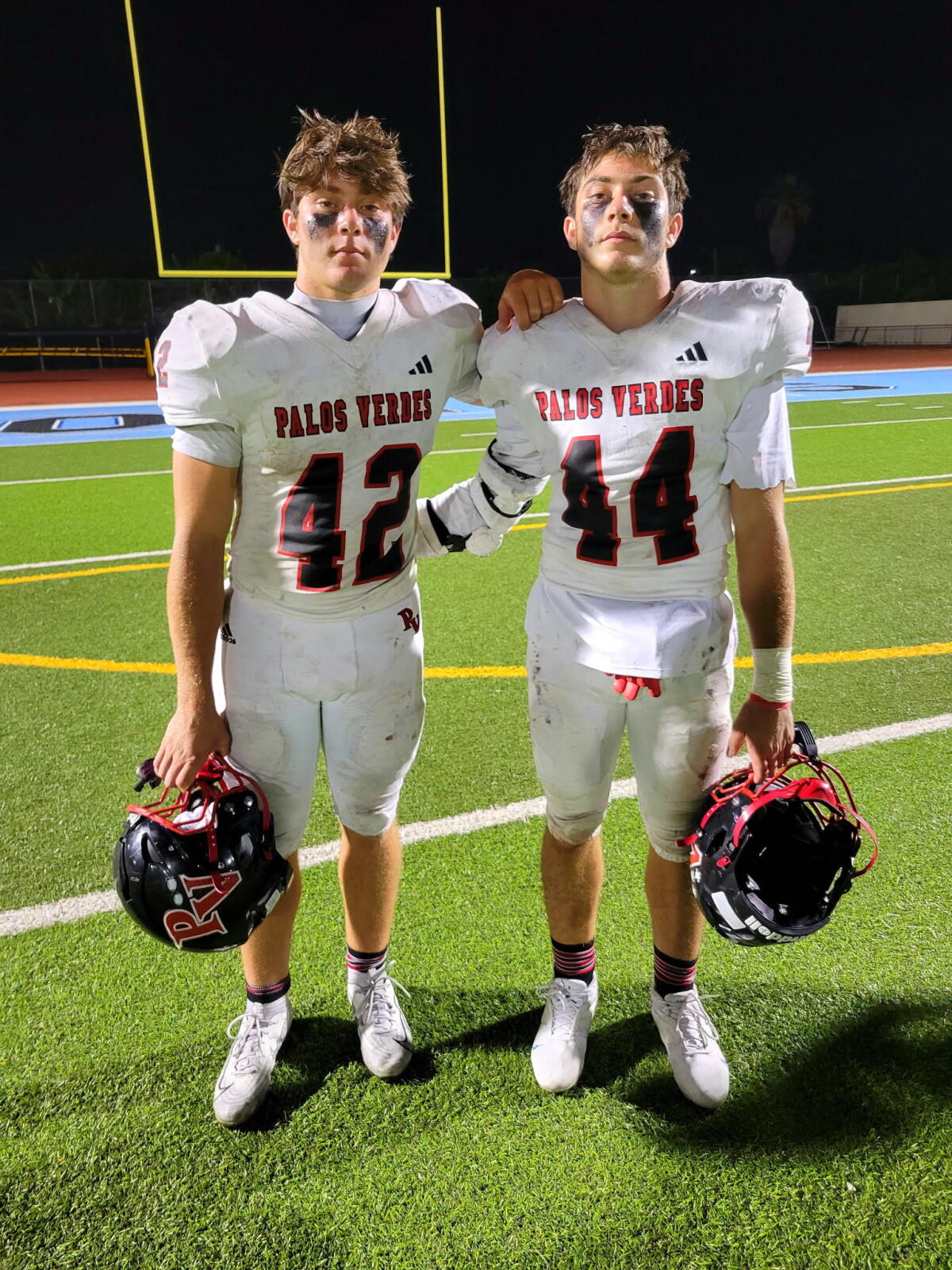 The Reis twins, Christian (left) and Weston, are juniors for Palos Verdes and cheered on by grandparents.
