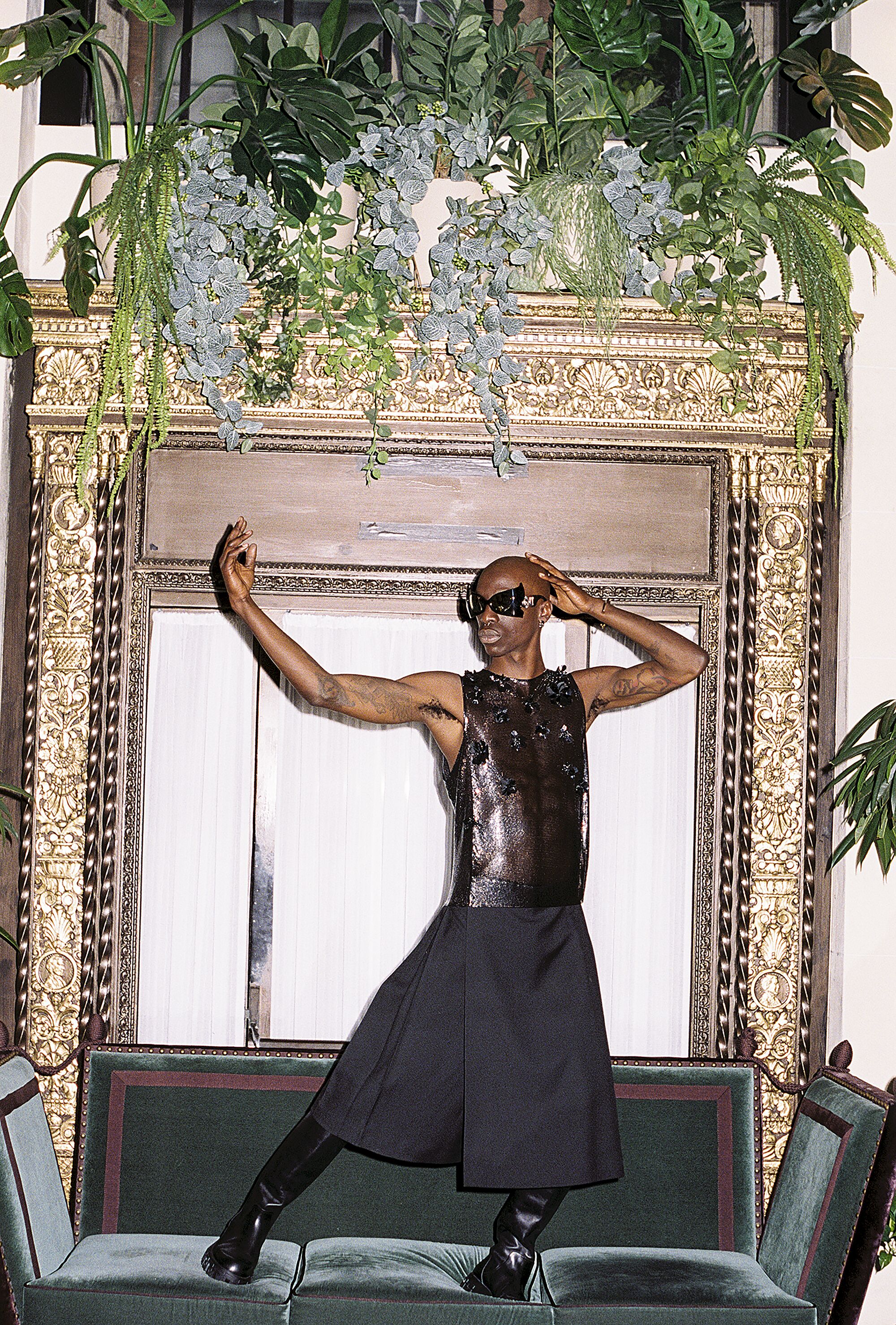 Saye wears Fall-Winter 2023 Versace collection at Hotel Per La.