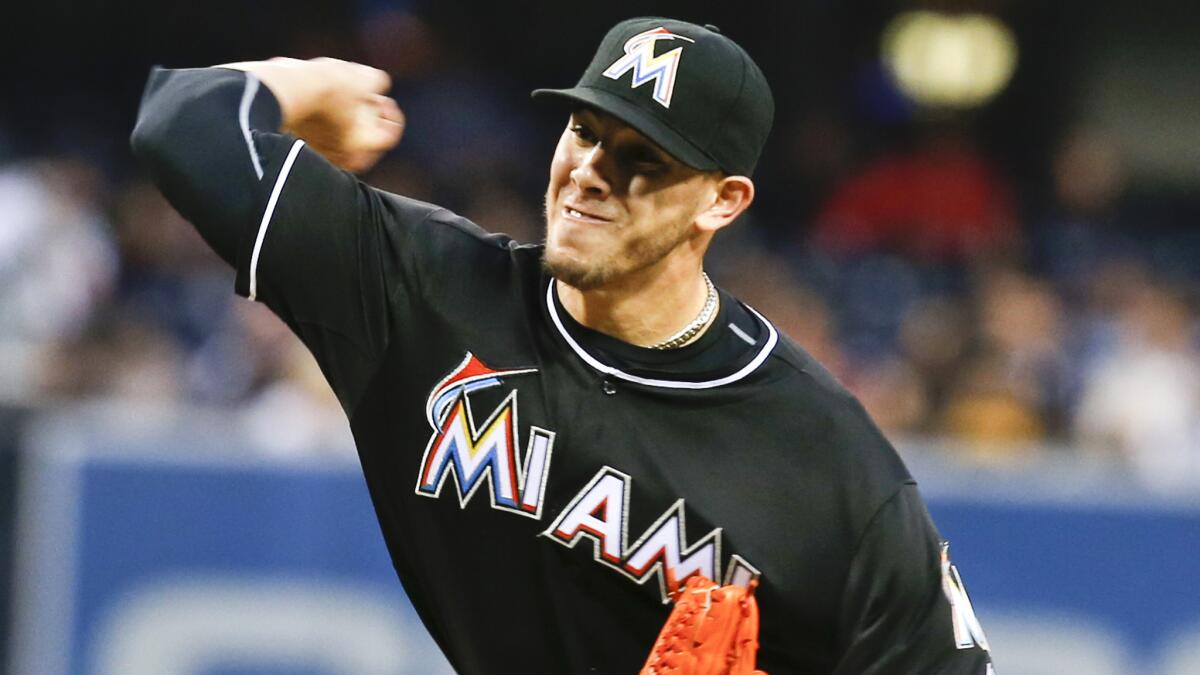 Miami Marlins starting pitcher Jose Fernandez had surgery this summer to repair a torn ulnar collateral ligament in his right arm.