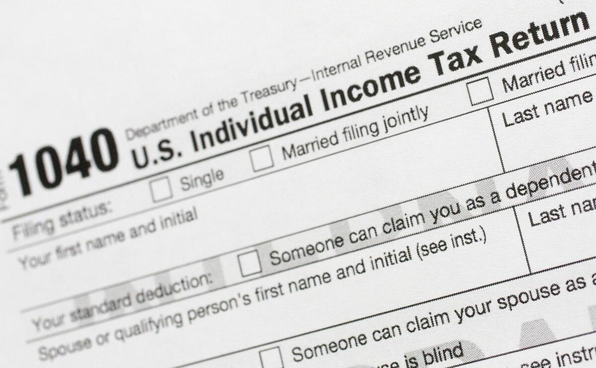 This photo shows a portion of the 1040 U.S. Individual Income Tax Return form. 