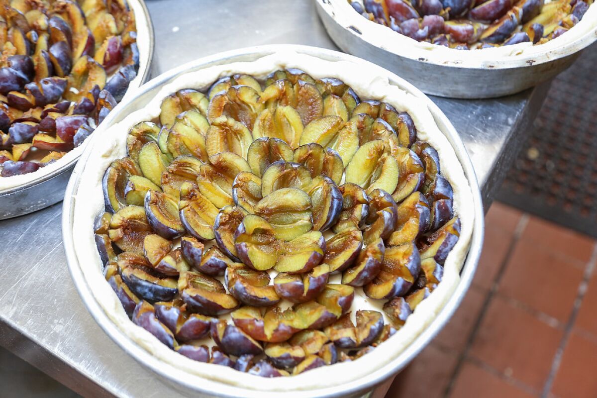 A plum tart is one of the fruited delicacies available Sunday at Plum Fest in Old World Huntington Beach.
