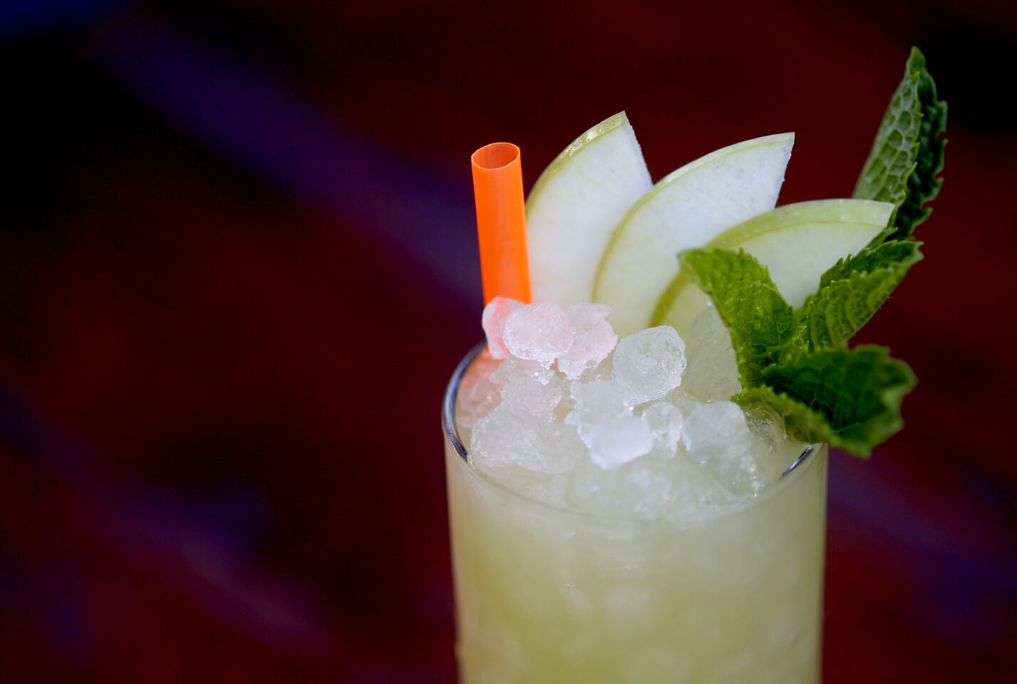 The verde drink has cucumber, green apple, lime, cilantro, celery gin, pear brandy and fino sherry.
