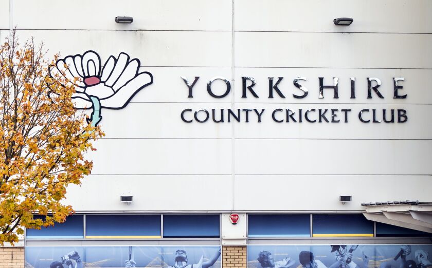 A general view of Yorkshire County Cricket Club's Headingley Stadium in Leeds, England, on Nov. 4, 2021. Yorkshire cricket club can resume hosting international matches after the sport's governing body in England lifted its suspension on Friday, Feb. 11, 2022 in recognition of the club's “good progress” on addressing problems of racism and bullying. (Danny Lawson/PA via AP)