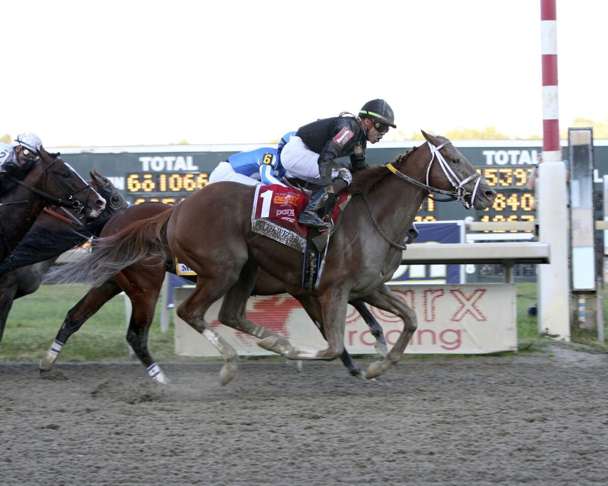 Math Wizard with Irad Ortiz, Jr. riding wins the $1,000,000 Pennsylvania Derby.