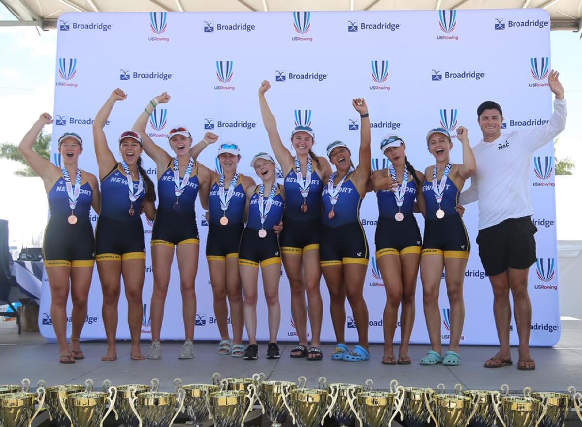 The Newport Aquatic Center women's varsity eight medaled at Youth Nationals for the first time in program history.