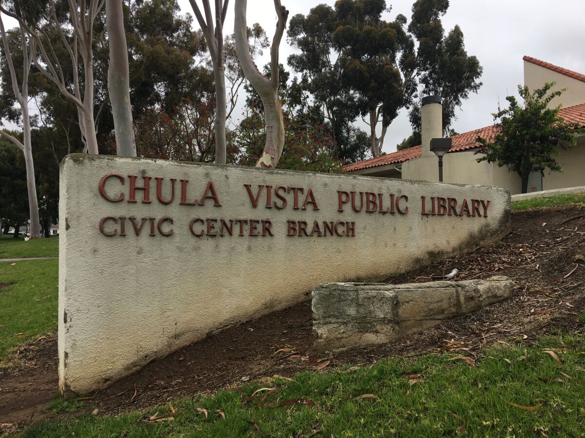 Chula Vista Public Library's Civic Center branch across the street from City Hall.