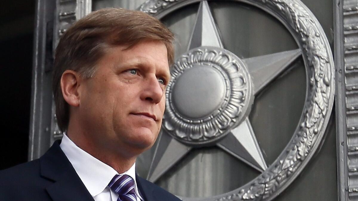 On May 15, 2013, Michael McFaul, then the U.S. ambassador to Russia, leaves the Russian Foreign Ministry headquarters in Moscow.