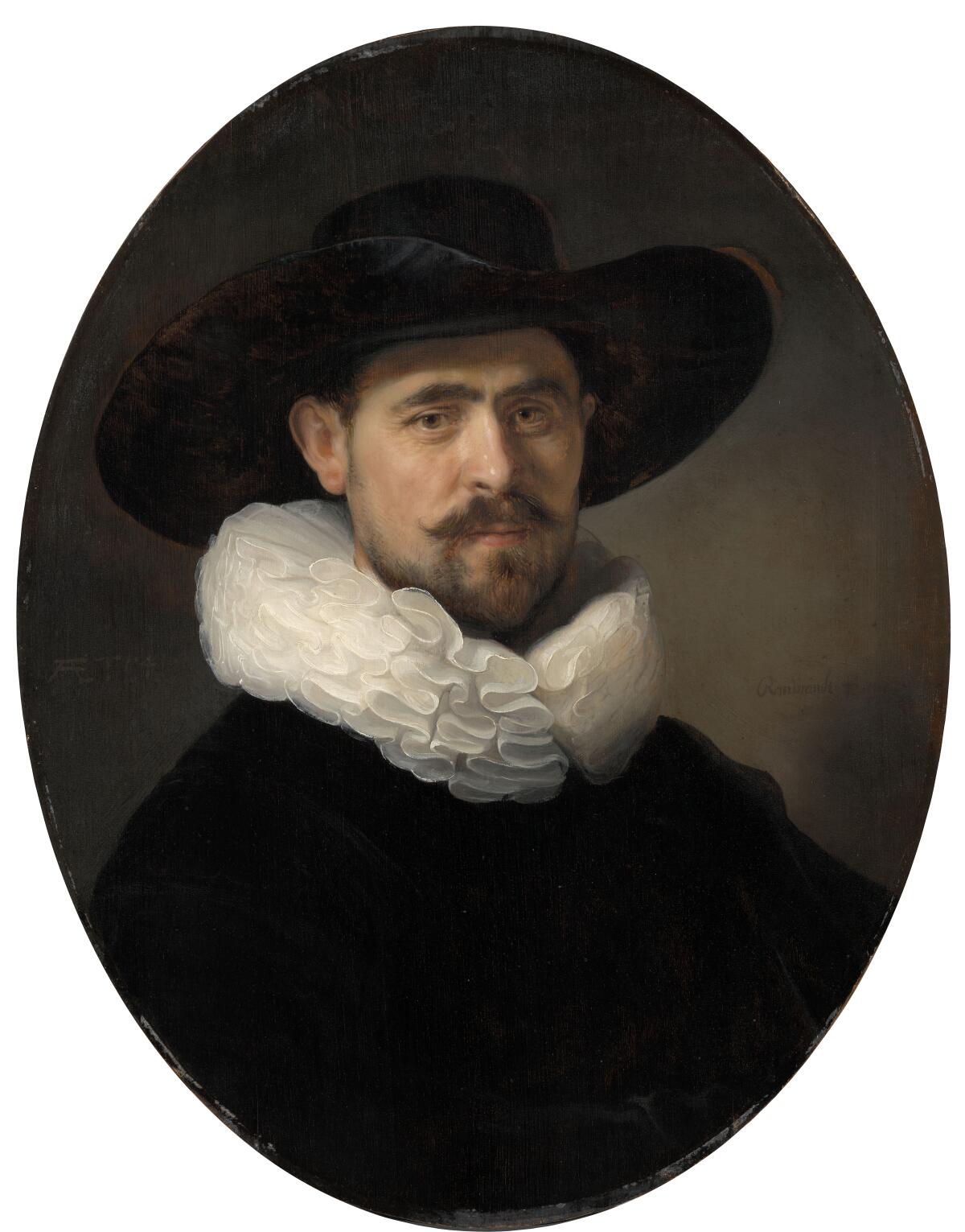 Rembrandt van Rijn, "Portrait of a Bearded Man in a Wide-Brimmed Hat," 1633; oil on canvas