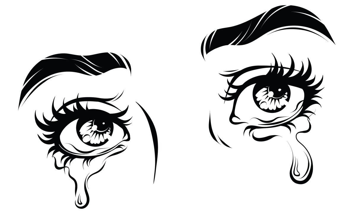 Crying eyes in comic book style