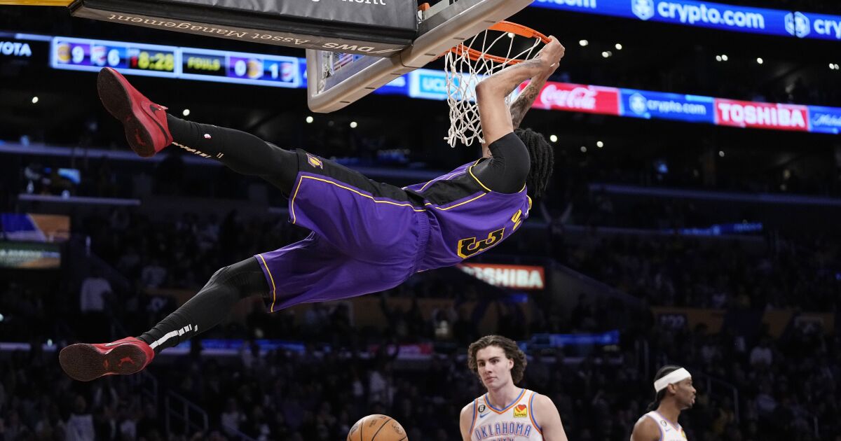 Lakers hold on to beat Thunder, reach .500 mark at 37-37