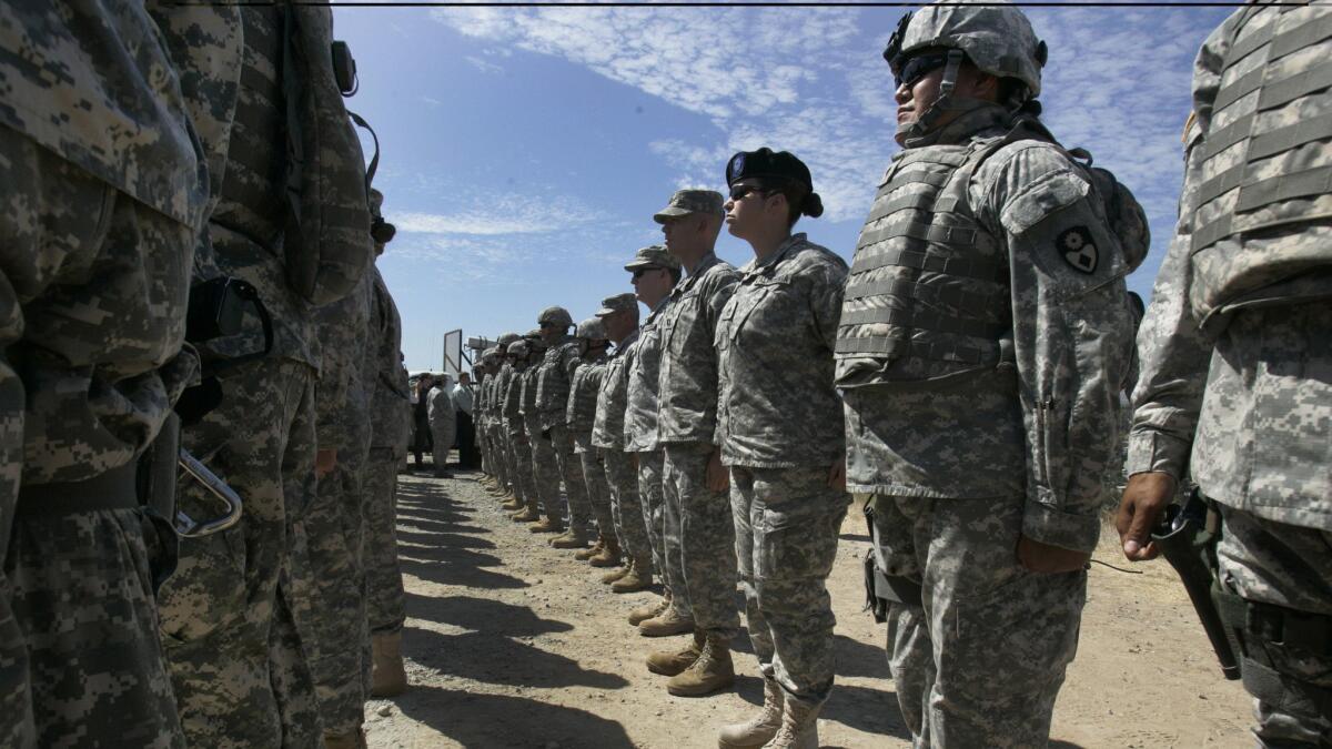 California National Guard troops, part of Task Force Sierra in 2010, deployed at the border along with Border Patrol agents in San Diego. Gov. Jerry Brown in September extended the state National Guard's participation in President Trump's border deployment by six months.