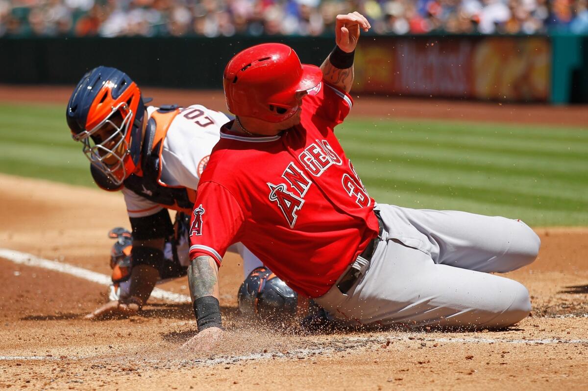 Angels outfielder Josh Hamilton, who had surgery to repair a torn ligament in his left thumb suffered on April 8, has nearly regained full range of motion in his thumb and is gaining strength.