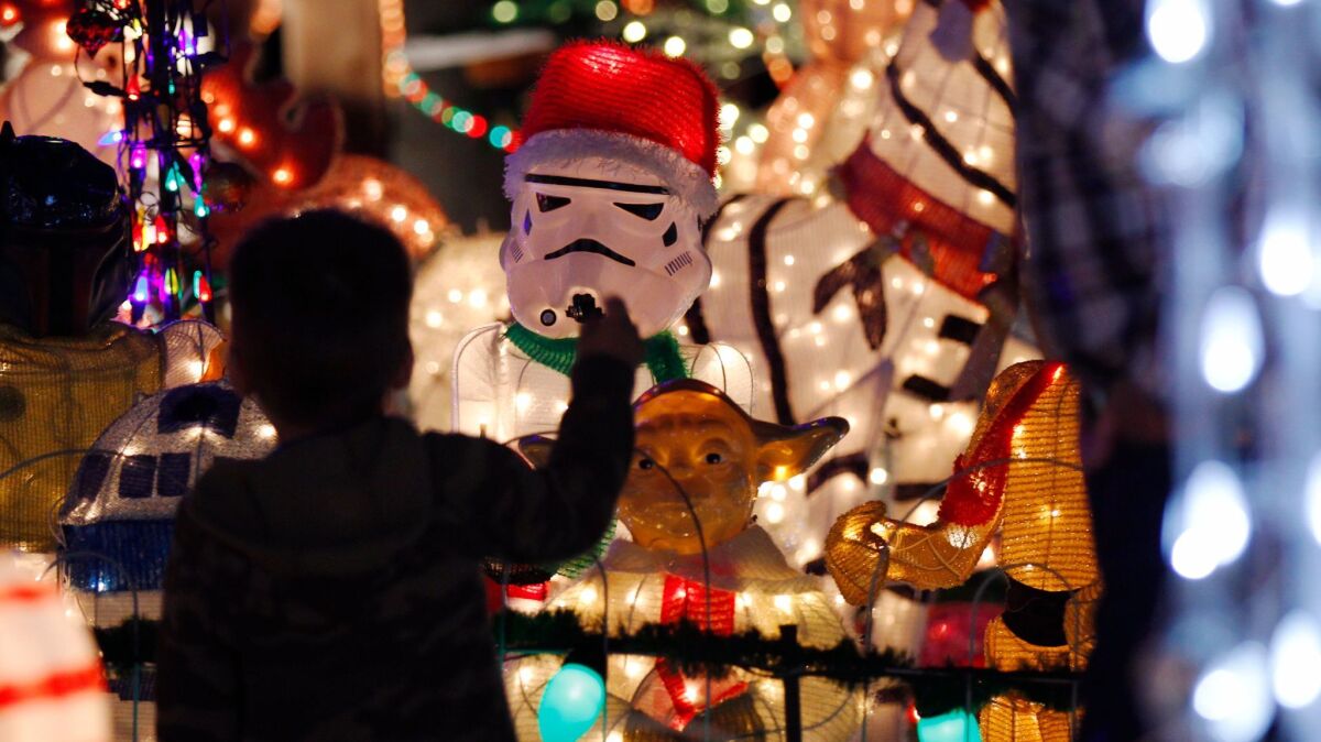 Star Wars figures are among the most popular at a Christmas display in San Marcos known as "Christmas on Knob Hill," on Monday, Dec. 4.