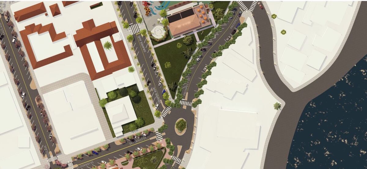The concept features a large roundabout at the intersection of Silverado Street, Prospect Street and Draper Avenue.