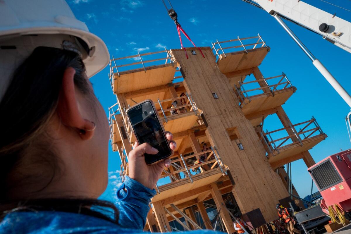A 10-story wooden tower will be shaken with the force of the magnitude 6.7 Northridge earthquake.