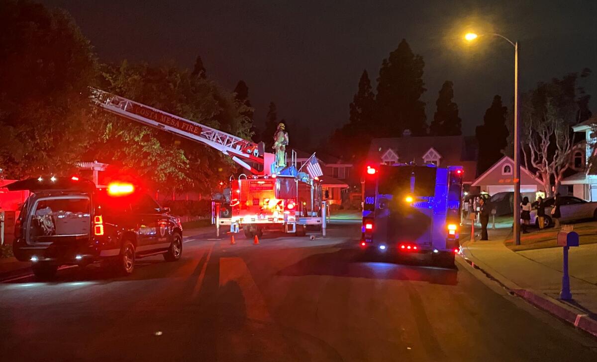 Fire crews responded Sunday to a residential fire on the 3000 block of Summerset Circle in Costa Mesa.