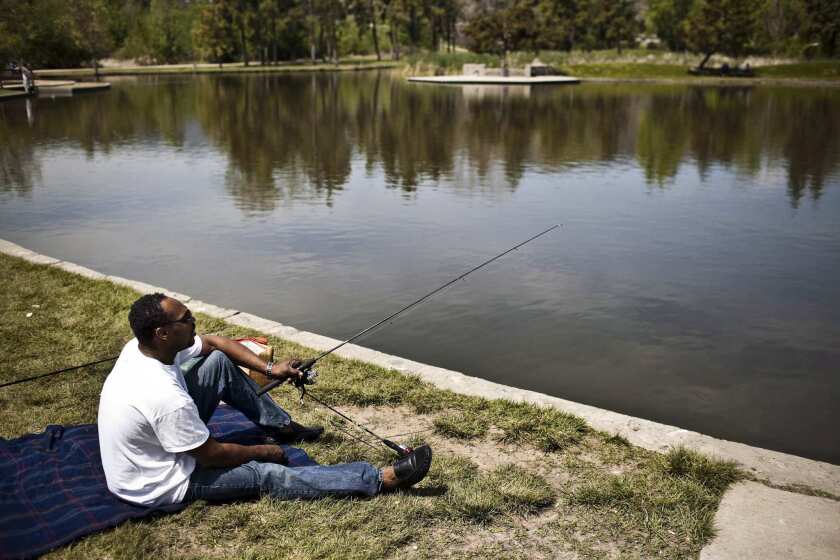 Rodney King spends time fishing near his home.