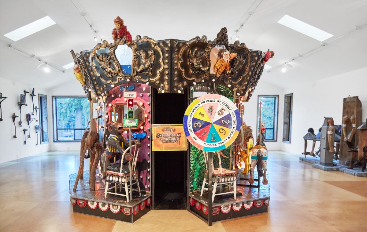 Edward and Nancy Kienholz's "The Merry-Go-World or Begat By Chance and the Wonder Horse Trigger," 1988-92. On view at L.A. Louver in Venice through January.