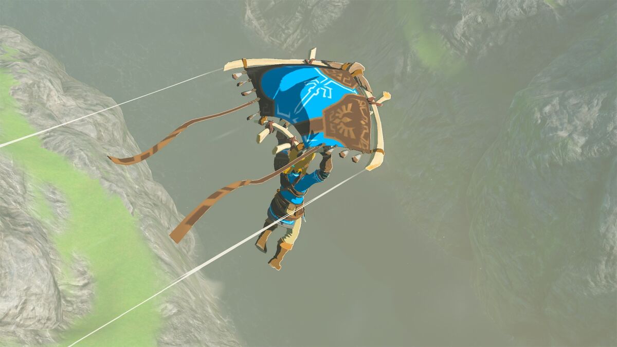 videogame character flying on a  kite