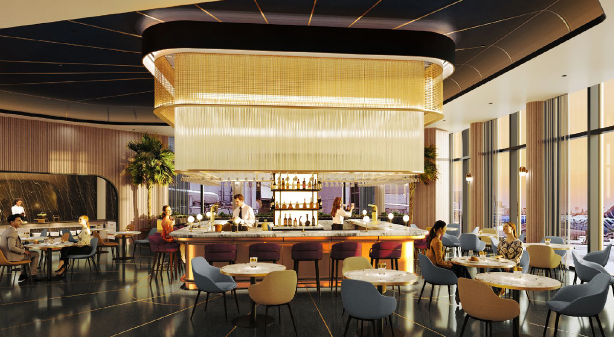 A rendering of Chase's new luxurious lounge arriving at LAX.