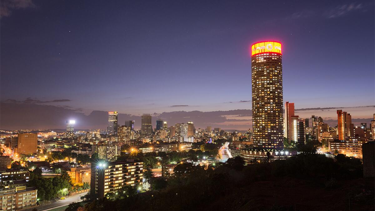 A night view of Johannesburg, South Africa. Virgin Atlantic is offering a round-trip fare for $827.