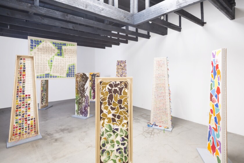 Dona Nelson S Magically Messy Paintings At Michael Benevento Los Angeles Times