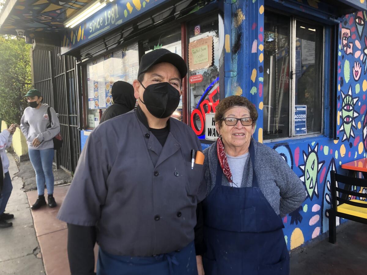 Sergio and Maria Esther Valdivia, who made chilaquiles at Tacos Delta starting in 1981.