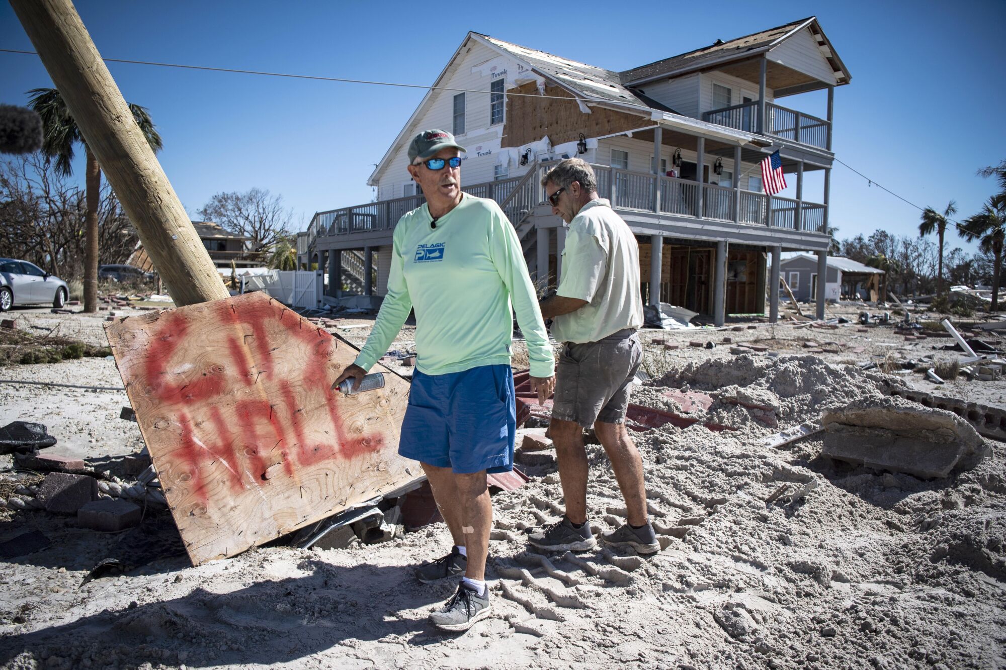 Mexico Beach Mayor Al Cathey made a sign directing resources toward City Hall.