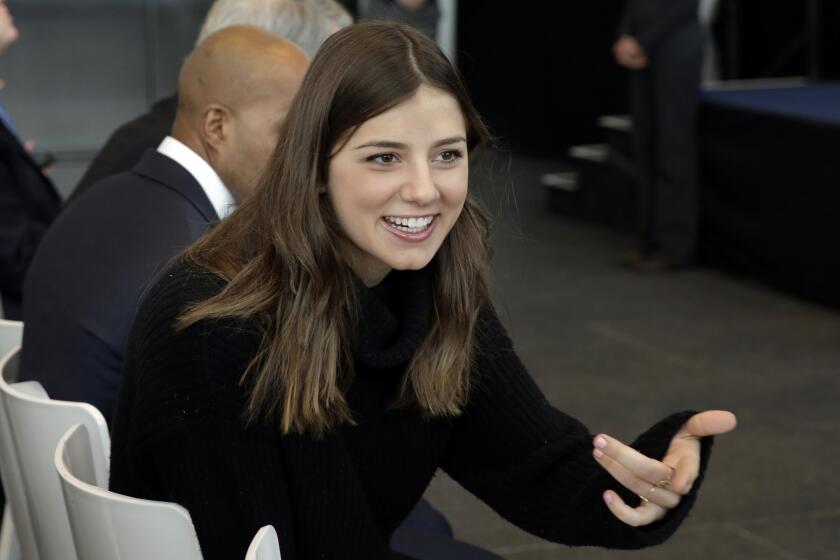 FILE — In this Jan. 9, 2017, file photo, Michaela Kennedy-Cuomo, daughter of New York Gov. Andrew Cuomo, attends his State of the State address, in New York's One World Trade Center building. Kennedy-Cuomo used an Instagram post Thursday, June 3, 2021, to share her "queer" identity and call for allies to speak up against homophobia. (AP Photo/Richard Drew, File)