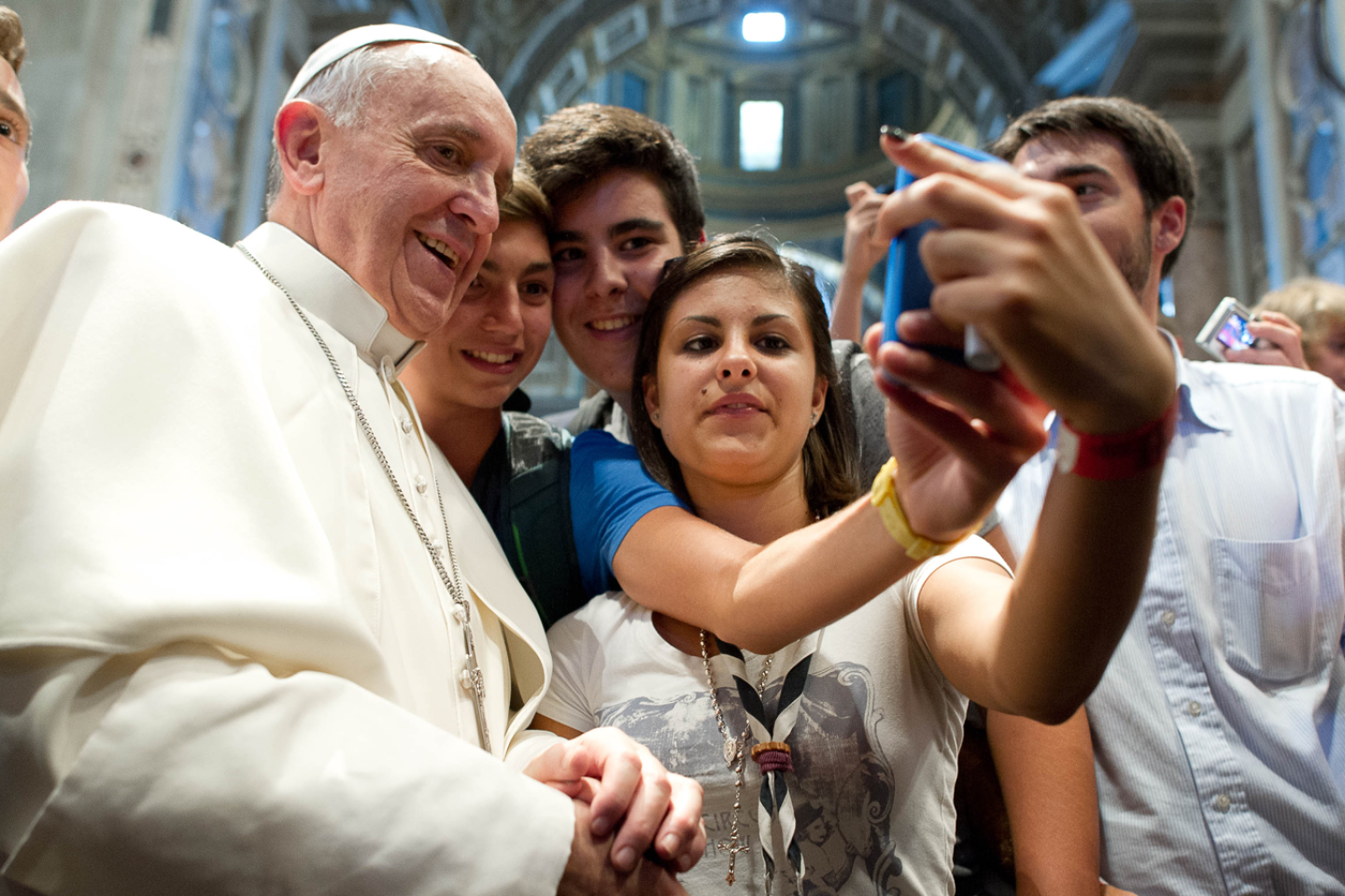 Pope poses for a selfie