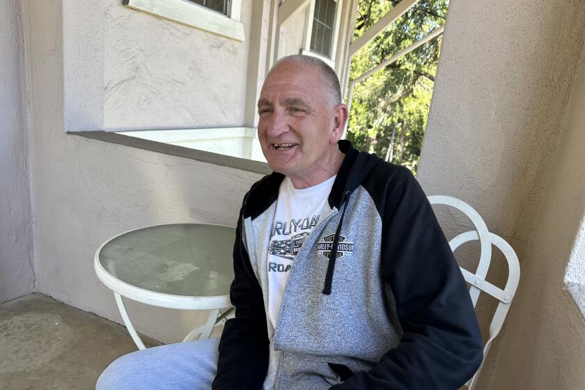 Grass Valley, California-April 2024-Quinn Coburn is a longtime meth user. The Grass Valley, California, man is now getting sober in a new state program that pays amphetamine users to stay clean. "It saved me," Coburn says on a bright afternoon in April. California is paying Medicaid enrollees who use meth, cocaine, and other amphetamines to stay sober. As part of the experiment, participants can earn up to $599 a year for submitting clean urine tests. A Nevada County nonprofit organization called Common Goals has enrolled more than a dozen people since launching its program early this year. (Angela Hart/KFF Health News)