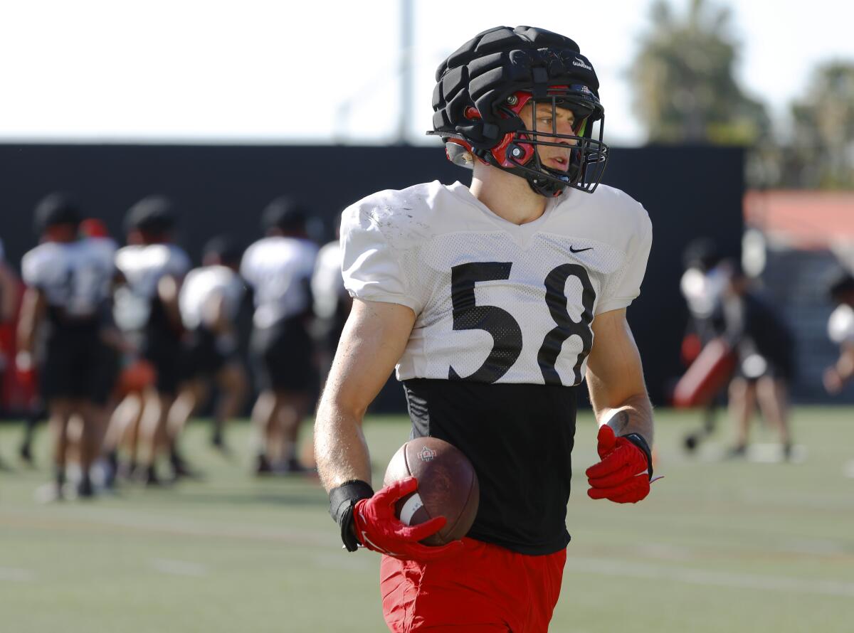 San Diego State linebacker Cody Moon is one of the few returning starters on SDSU's defense.