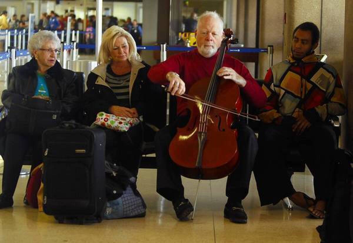 Lynn Harrell plays his cello at LAX