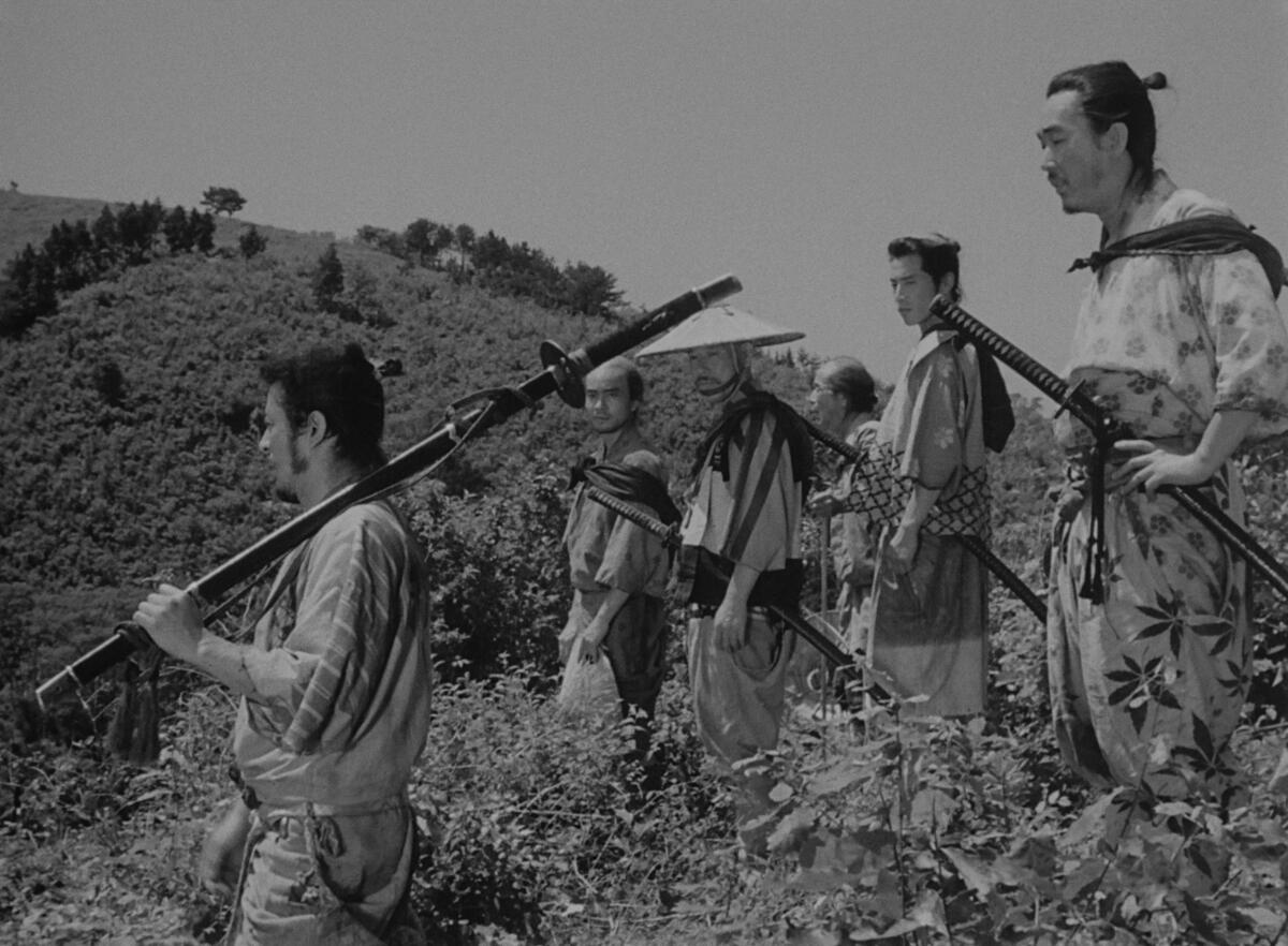 Seven swordsmen head into a Japanese village.