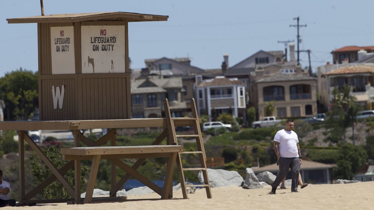 Lifeguard Tower W at the Wedge surf spot in Newport Beach is pictured in 2014.