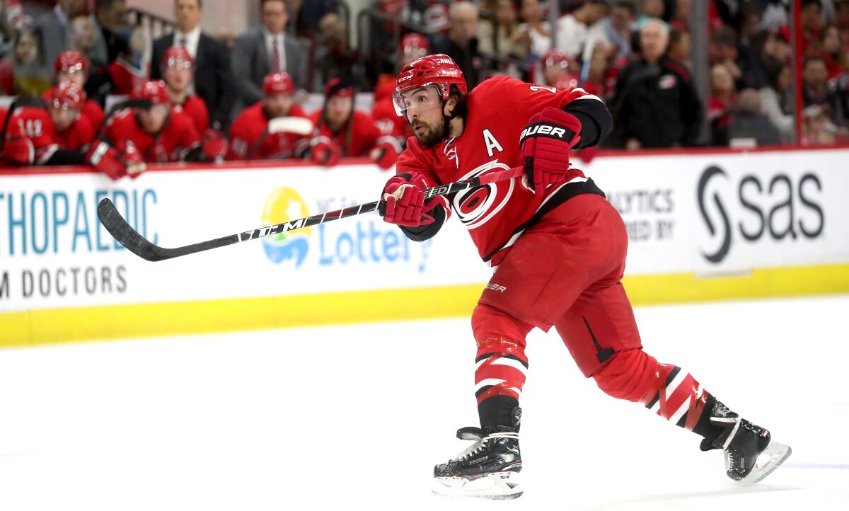 The Ducks are reportedly in trade discussions with the Carolina Hurricanes over defenseman Justin Faulk.