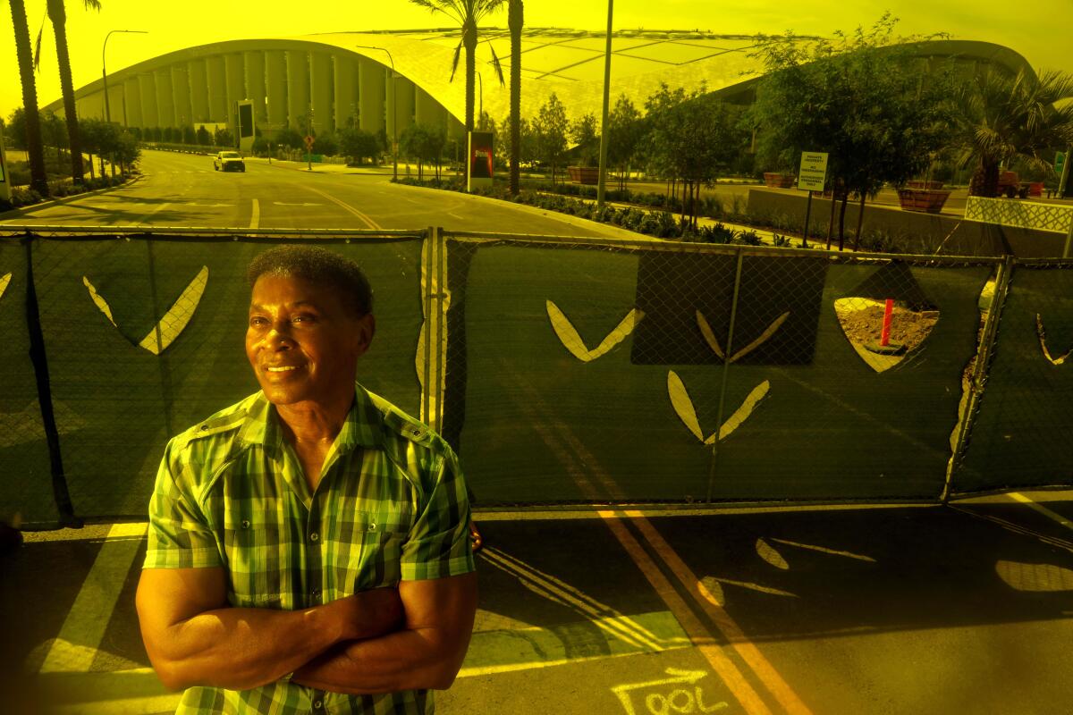 Gene Hale outside SoFi Stadium