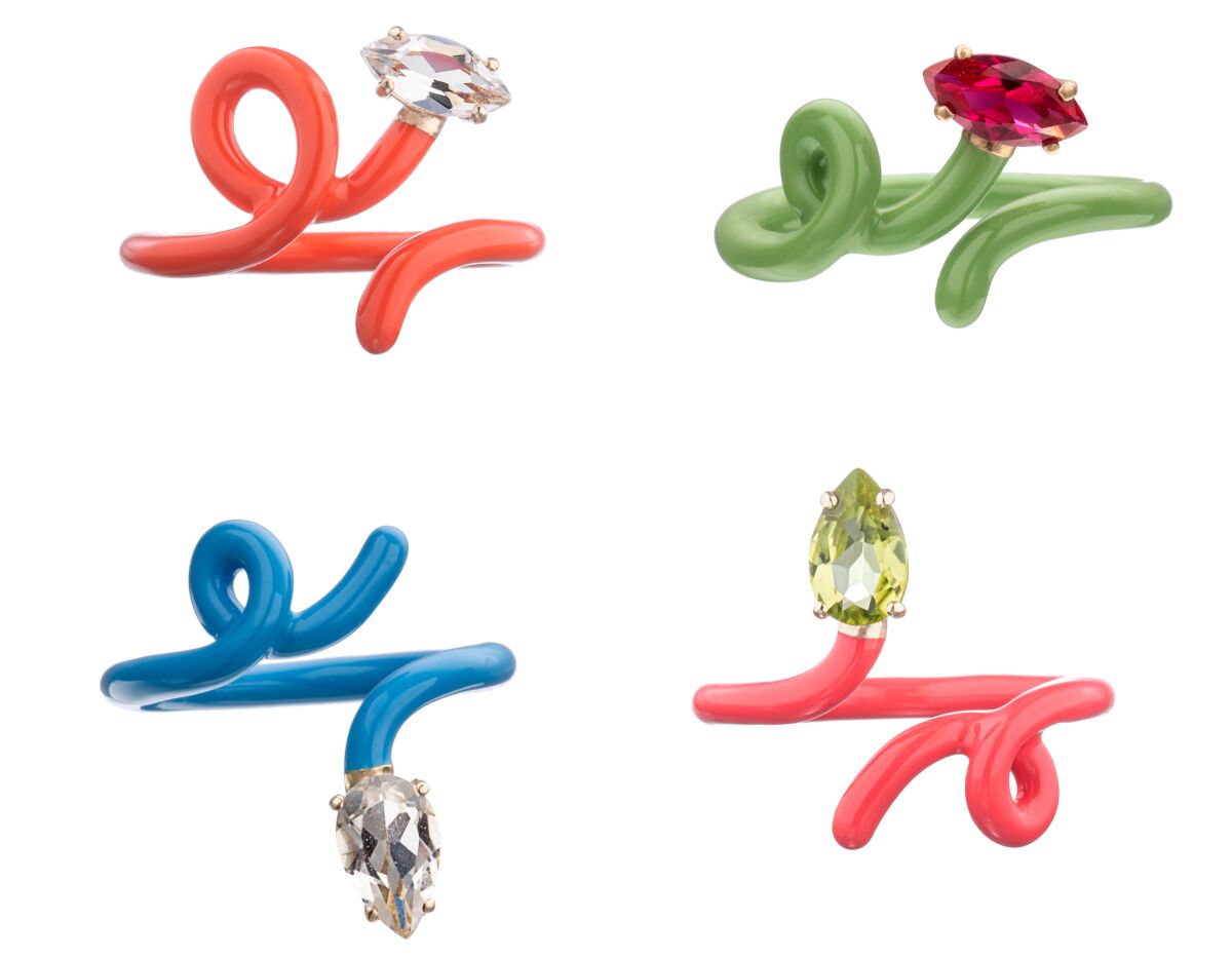 Jewelry designer Bea Bongiasca's Baby Vine rings in multiple colors