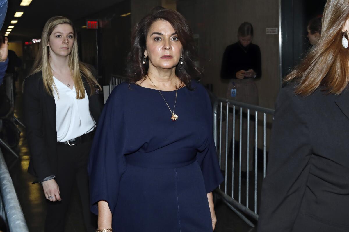 Actress Annabella Sciorra arrives as a witness in Harvey Weinstein's rape trial in New York on Jan. 23.