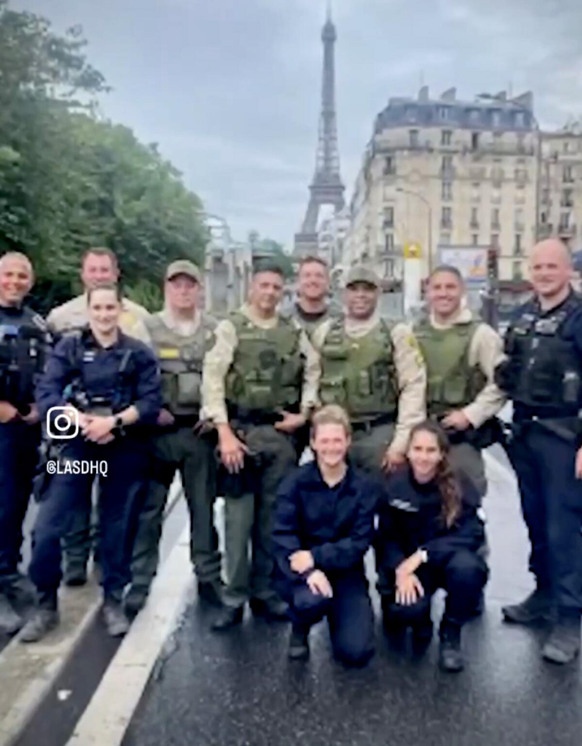 Members of the Los Angeles Sheriff's Department in Paris for the 2024 Olympics.