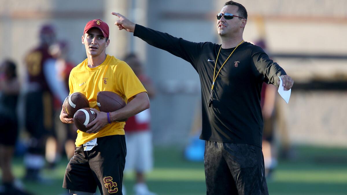 USC Coach Steve Sarkisian will put the Trojans through their paces during a mock game on Saturday at the Coliseum.