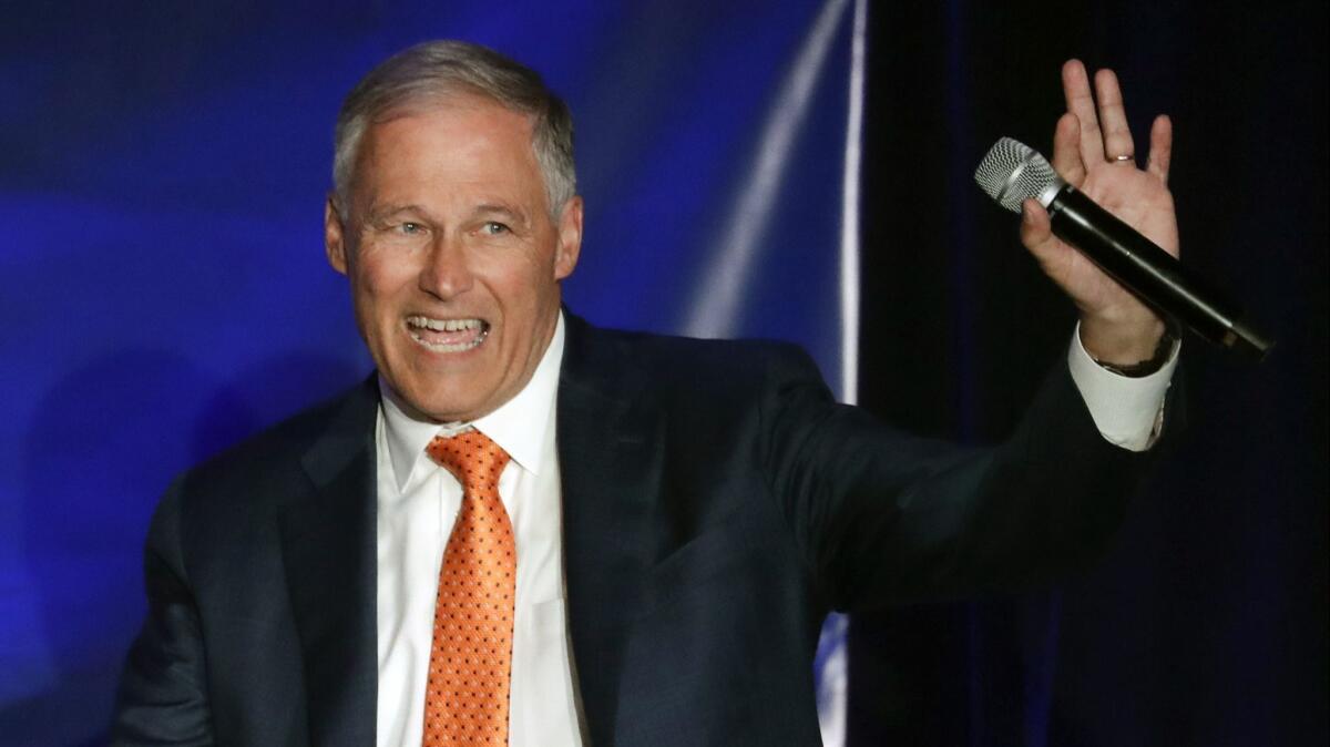 Jay Inslee is focused on fighting climate change, with a proposal to transform the U.S. economy and switch to all renewable energy by 2035.