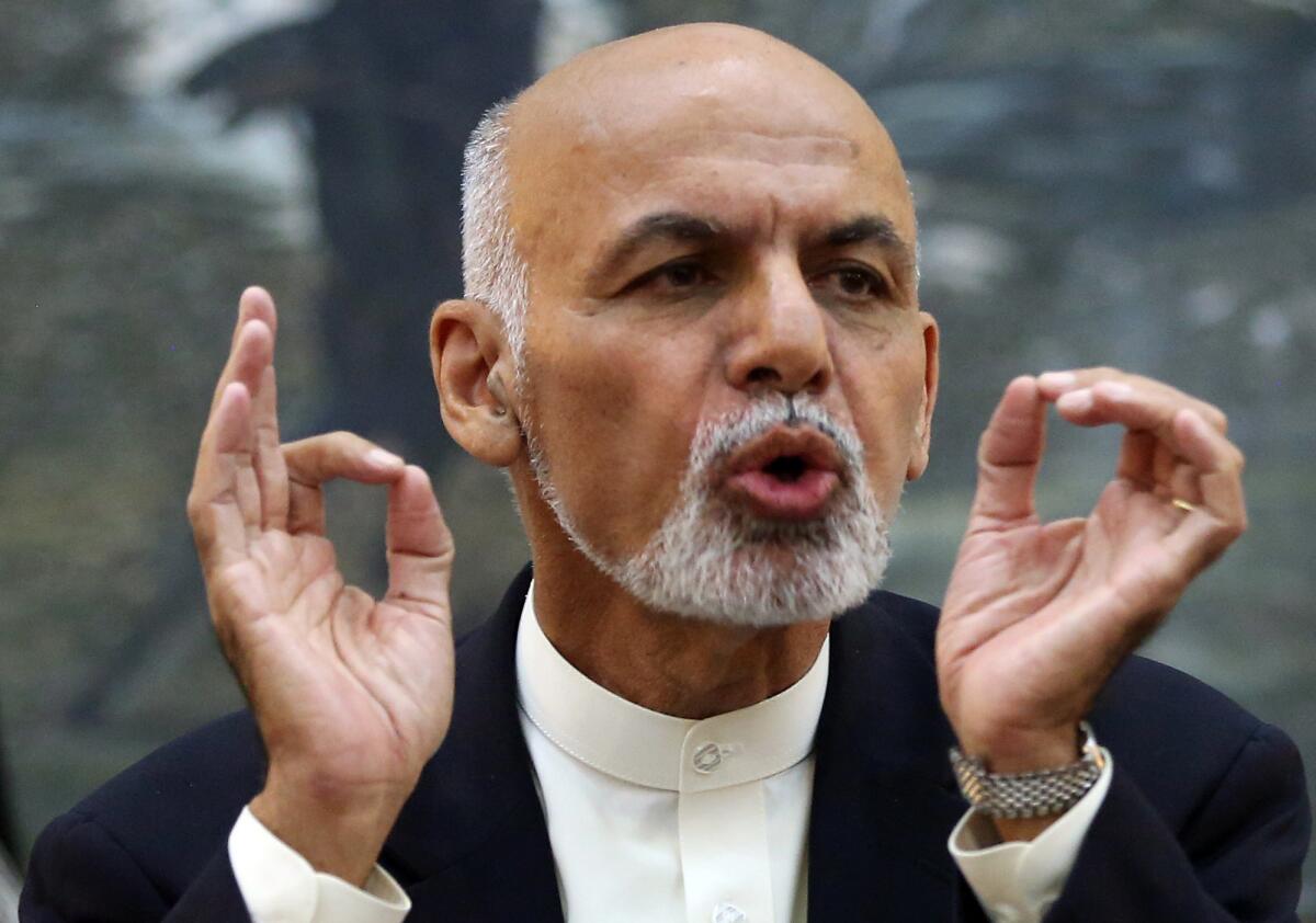 Afghan President Ashraf Ghani warned U.S. officials that a full-scale withdrawal of American troops from his country could severely undermine its security.