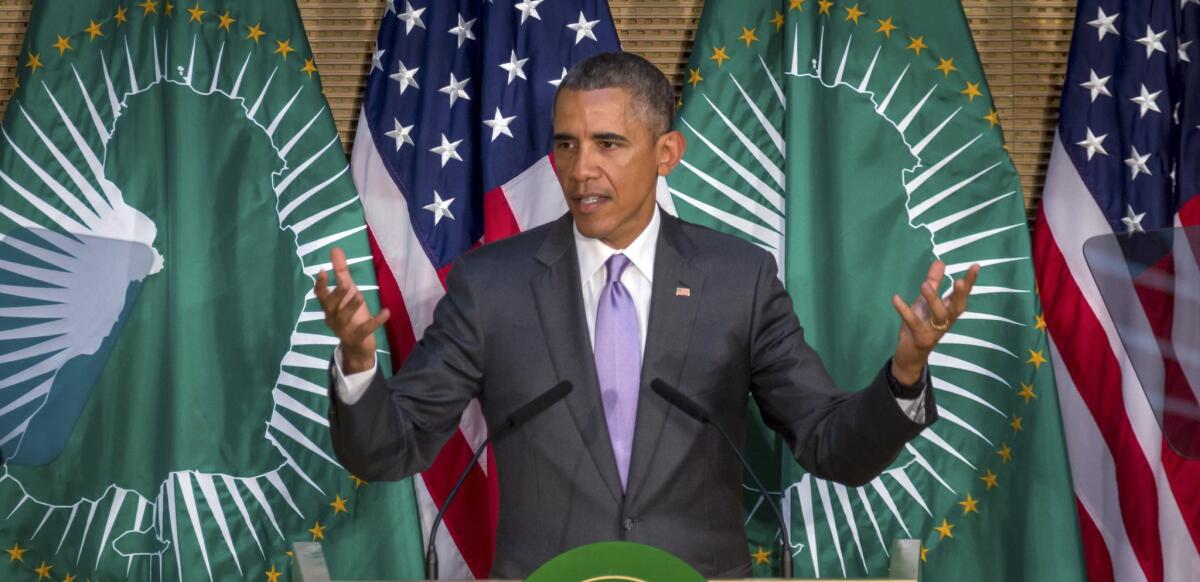 President Obama delivers a speech to the African Union in Addis Ababa, Ethiopia, on Tuesday.