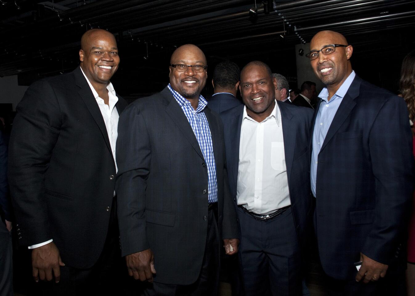 Frank Thomas, Bo Jackson, Tim Raines and Harold Baines during an event for White Sox Charities on April 10, 2018.