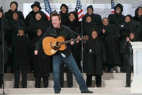 Singer John Mellencamp performs at the Lincoln Memorial We Are One concert.