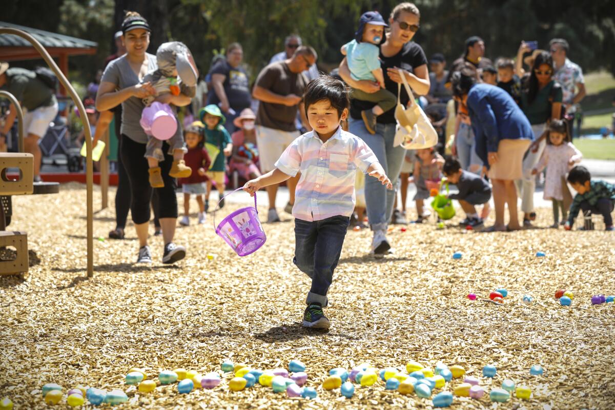 Children at the Azlaea Recreation Center in City Heights for the annual Spring Egg Hunt. 