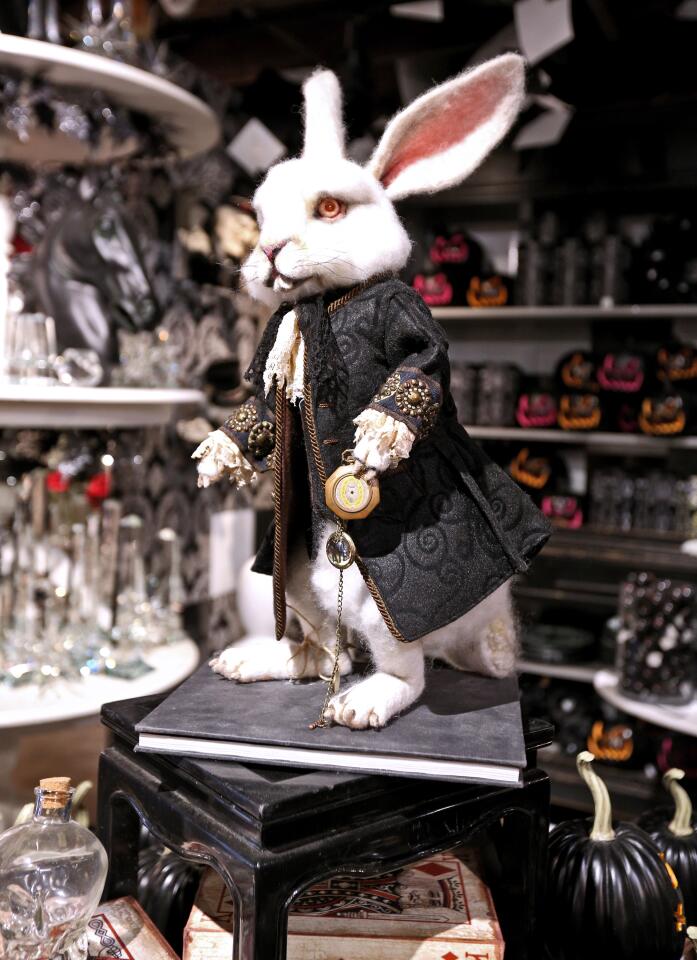 The White Rabbit is for sale at Roger's Gardens' "Malice in Wonderland" Halloween boutique in Corona del Mar.